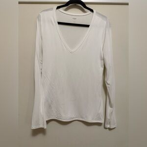 Express White V-neck T shirt - L